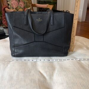 Kate Spade Black Pebbled Leather Bow Tote Bag